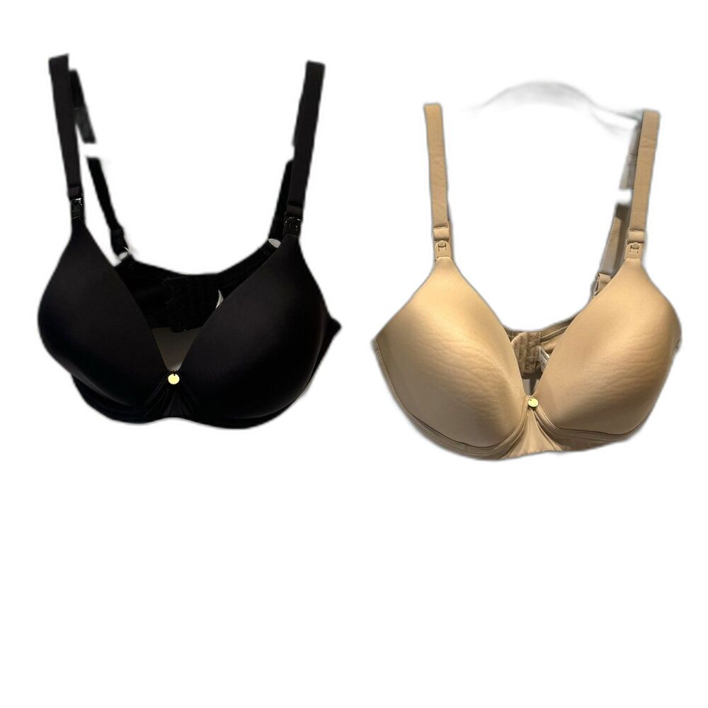 A Pea in the Pod Nursing Maternity Bra Set Black Nude 36D Women 2 Pack Comfort